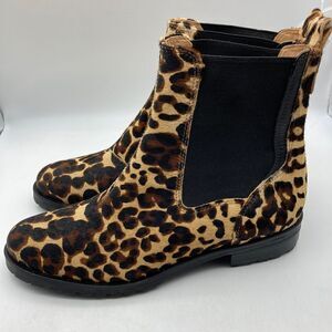 NWT Jack Rogers Margot Leopard Calf Fur Boots Size 9M Made in Brazil